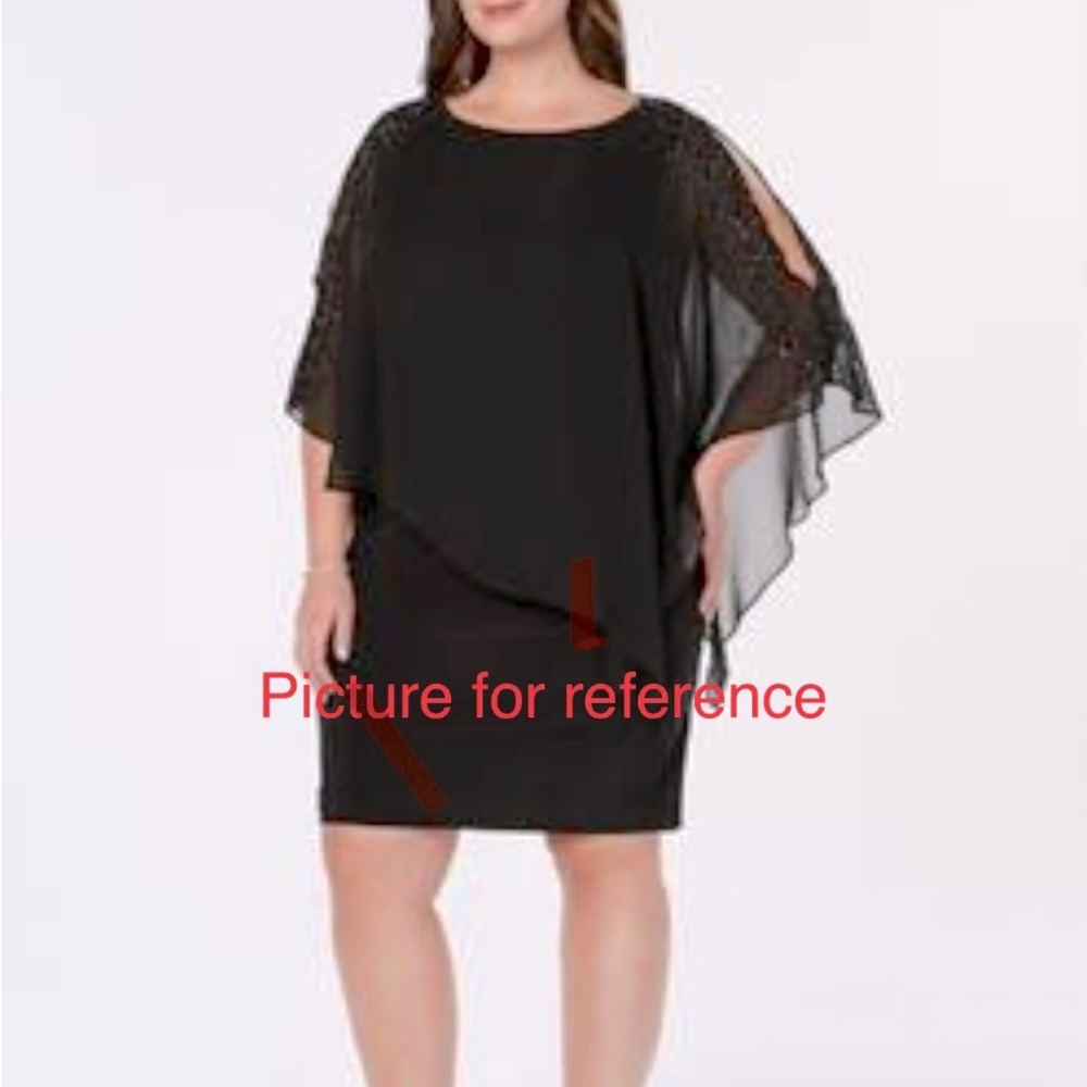 Xscape Women's Beaded Chiffon Popover Dress Black Size 14